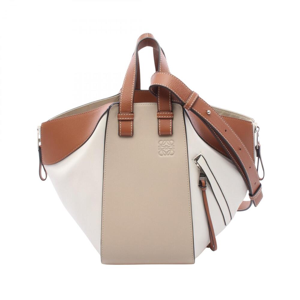 Loewe Hammock Top Handle Bag Leather Beige White